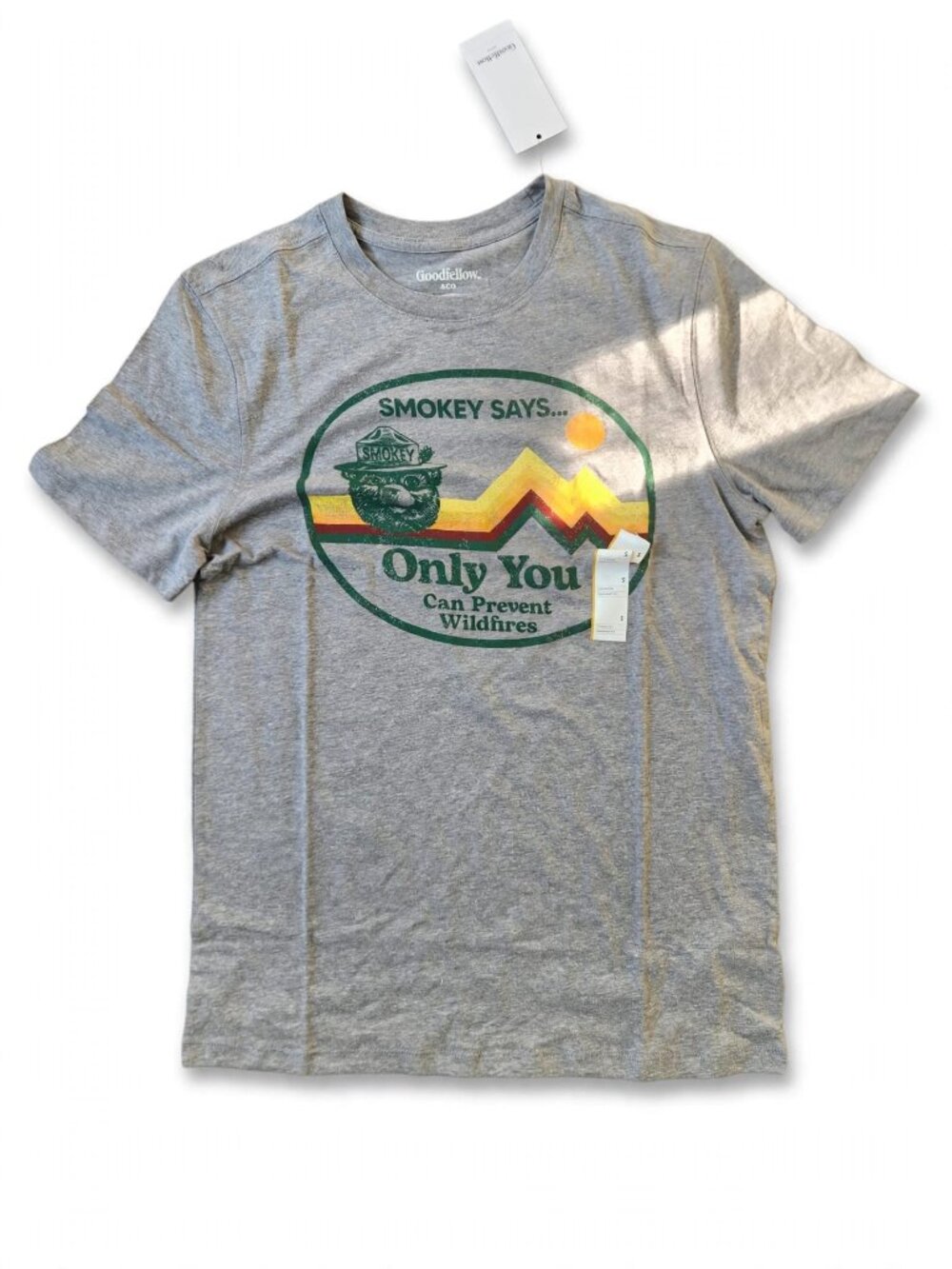 Goodfellow & Co Smokey Bear T-Shirt S Grey Retro